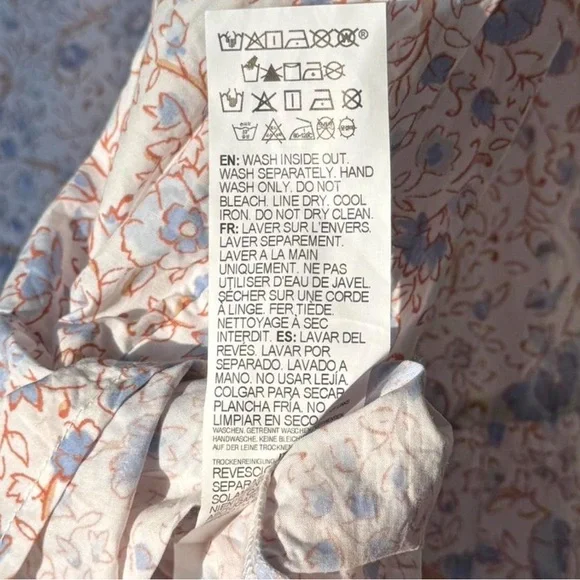 Billabong Be Mine Babydoll Dress XS Floral Blue Brown Puff Sleeve Ruffled EUC - Picture 6 of 7